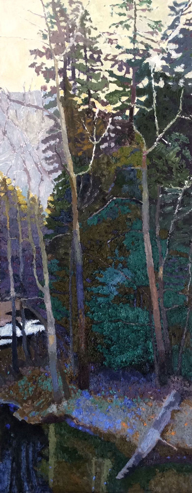 Dry Winter on the Merced, 2018, Oil on Canvas, 36" x 14"