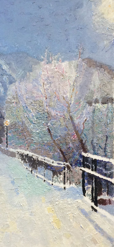 First Snow in Durango, 2018, Oil on Paper, 16" x 7.5"