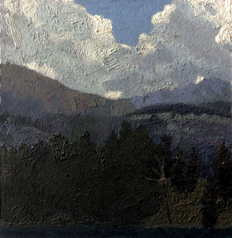 View from Trout Lake, 2019, Oil on Paper, 6" x 6"